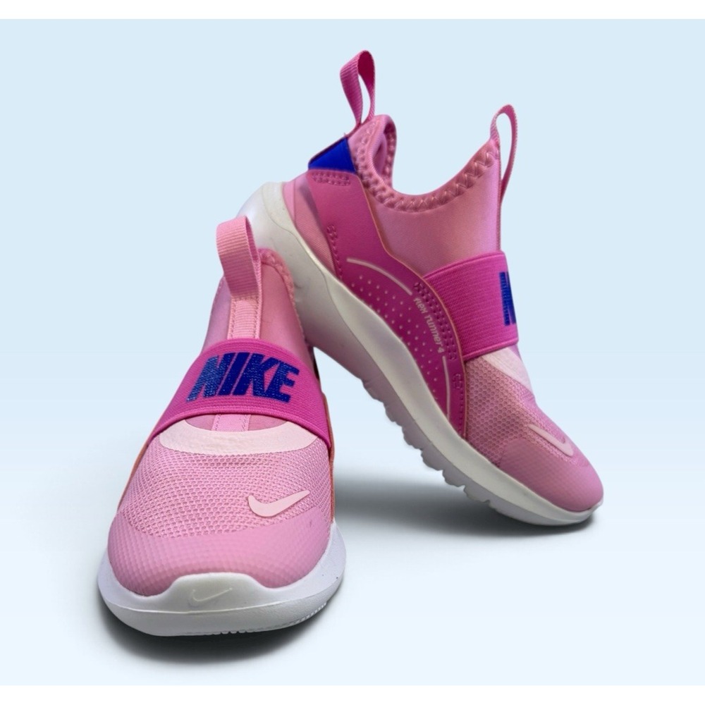 Nike Girls Flex Runner 4 Slip On Sneakers Pink/Blue Size 11 Kids NWT
